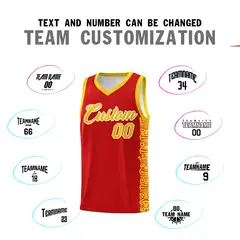 Red Gold Indians Pattern Basketball Uniform Jersey 4