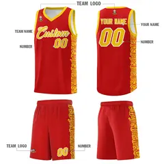 Red Gold Indians Pattern Basketball Uniform Jersey 5