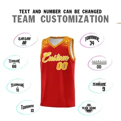 Red Gold Indians Print Basketball Uniform Jersey 4
