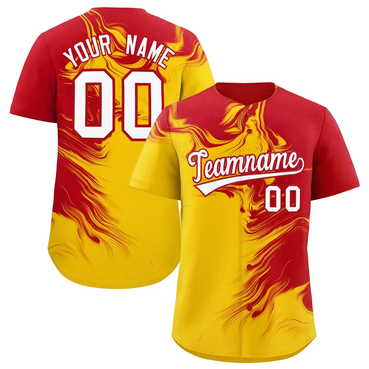 Red Gold Ink Pattern Authentic Baseball Jersey