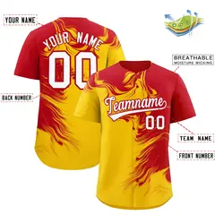 Red Gold Ink Pattern Authentic Baseball Jersey 2