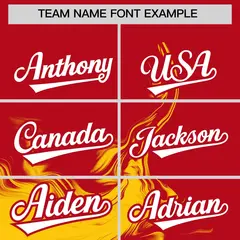 Red Gold Ink Pattern Authentic Baseball Jersey 3