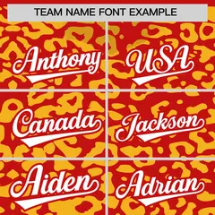 Red Gold Leopard Print Baseball Jersey 3