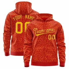 Red Gold Leopard Print Varsity Full-Zip Letterman Jacket Hoodie 1