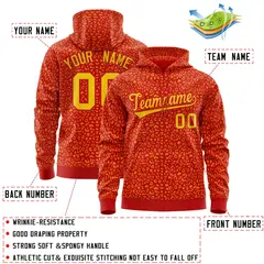 Red Gold Leopard Print Varsity Full-Zip Letterman Jacket Hoodie 4