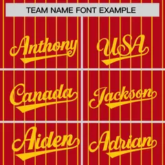 Red Gold Pinstripe Raglan Varsity Letterman Baseball Jacket 3