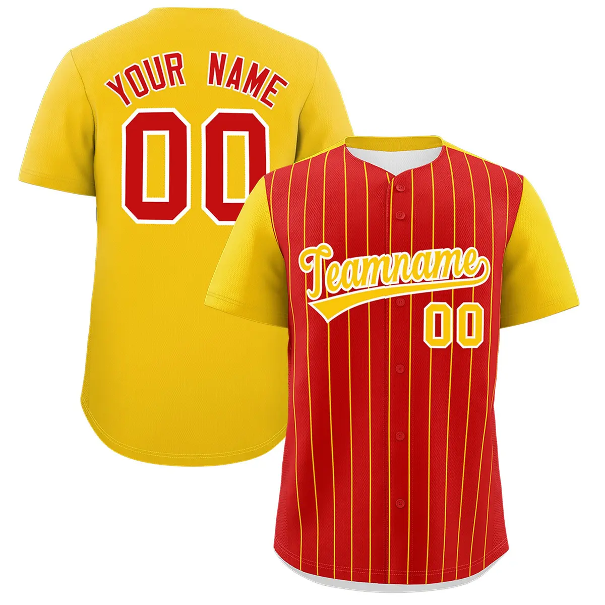 Red Gold Pinstripe Two-Tone Authentic Baseball Jersey
