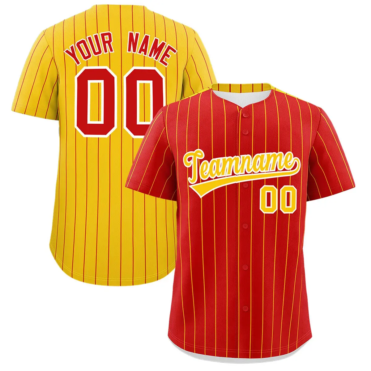 Red Gold Pinstripe Two-Tone Authentic Baseball Jersey