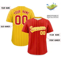 Red Gold Pinstripe Two-Tone Authentic Baseball Jersey 2