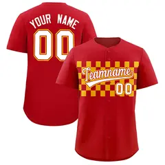 Red Gold Plaid Fashion Authentic Baseball Jersey