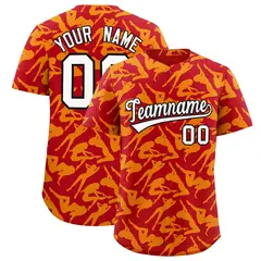Red Gold Playboy Graffiti Pattern Baseball Jersey