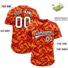 Red Gold Playboy Graffiti Pattern Baseball Jersey 2