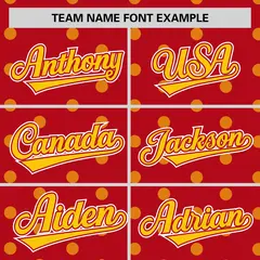 Red Gold Polka Dot Graffiti Authentic Baseball Jersey 3