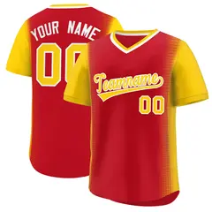 Red Gold Raglan Pullover Baseball Jersey 1