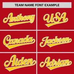 Red Gold Raglan Pullover Baseball Jersey 3
