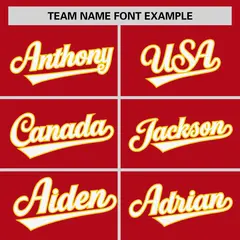 Red Gold Raglan Sleeves Round-Neck Hockey Jersey 3