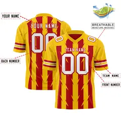 Red Gold Razr Stripe Graffiti Pattern Flag Football Jersey 2
