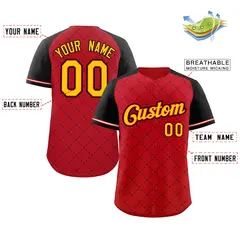 Red Gold Red-Black Rhombus Authentic Baseball Jersey 2