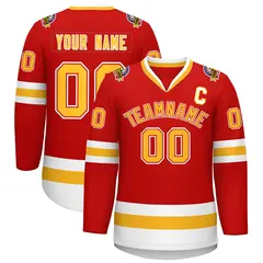Red Gold Red-White Classic Style Hockey Jersey 1