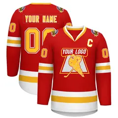 Red Gold Red-White Classic Style Hockey Jersey 1