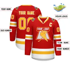 Red Gold Red-White Classic Style Hockey Jersey 2