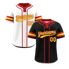 Red Gold Reversible Two-Button Baseball Jersey