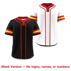 Red Gold Reversible Two-Button Baseball Jersey 9