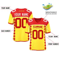 Red Gold Side Blocks Raglan Authentic Football Jersey 2