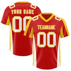 Red Gold Side Stripe Authentic Football Jersey 1