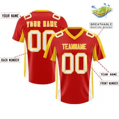 Red Gold Side Stripe Authentic Football Jersey 2