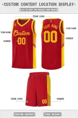 Red Gold Side Stripe Fashion Basketball Uniform Jersey 2