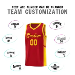 Red Gold Side Stripe Fashion Basketball Uniform Jersey 4
