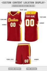 Red Gold Star Graffiti Basketball Jersey 2