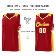 Red Gold Star Graffiti Basketball Jersey 3