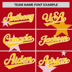 Red Gold Star Graffiti Two-Button Baseball Jersey 3