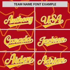 Red Gold Star Pattern Varsity Letterman Baseball Jacket 3