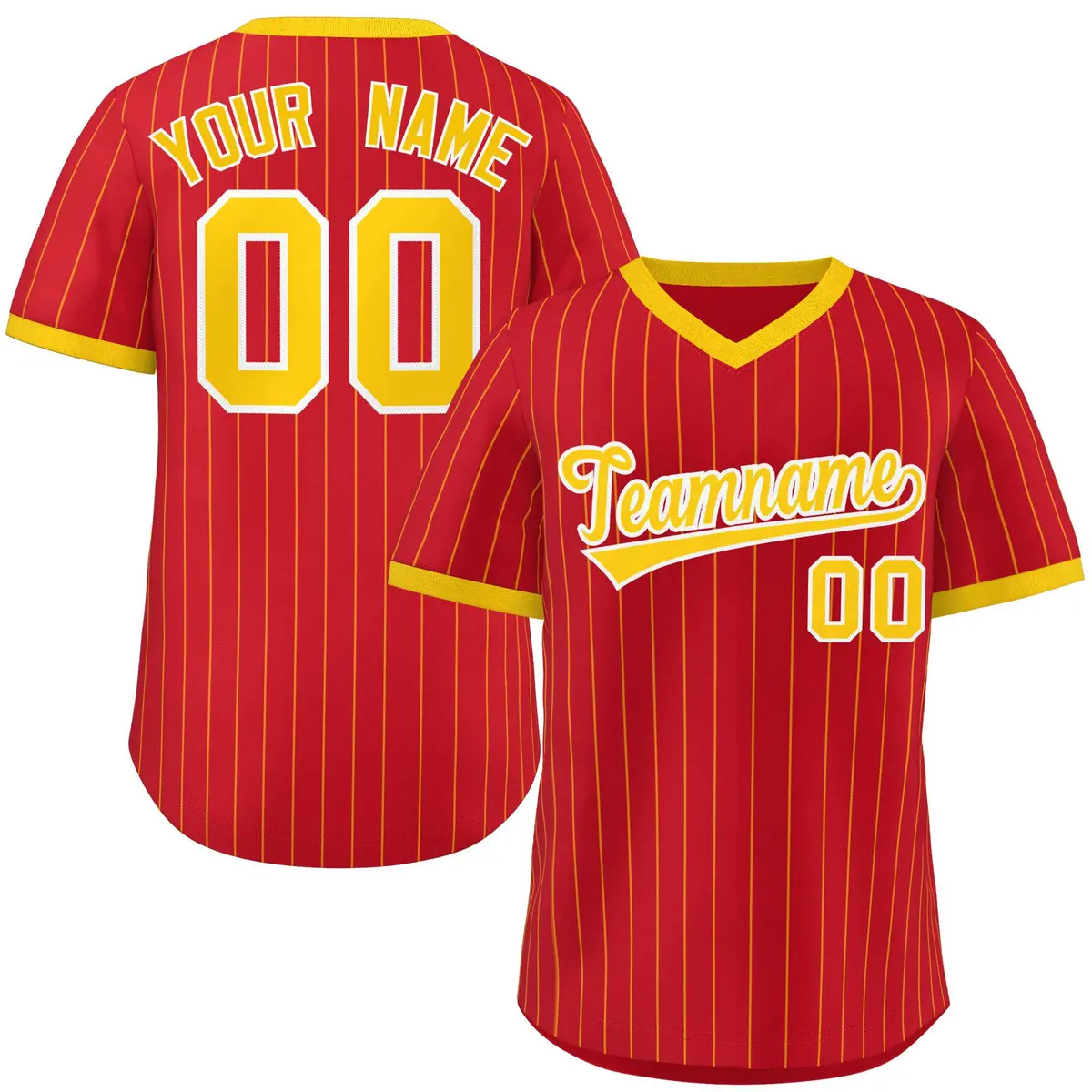 Red Gold Stripe Authentic Pullover Baseball Jersey