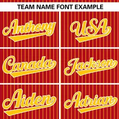 Red Gold Stripe Authentic Pullover Baseball Jersey 3