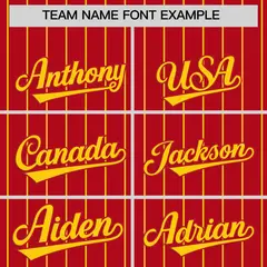 Red Gold Stripe Raglan Sleeves Fashion Baseball Jersey 3