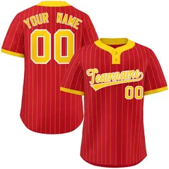 Red Gold Stripe Two-Button Softball Jersey 1