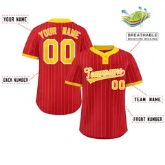 Red Gold Stripe Two-Button Softball Jersey 2
