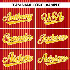 Red Gold Stripe Two-Button Softball Jersey 4
