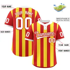 Red Gold Stripe Two-Button Softball Jersey 2