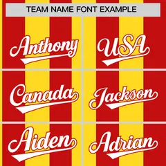 Red Gold Stripe Two-Button Softball Jersey 3