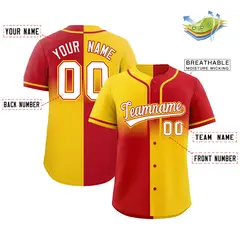 Red Gold Symmetrical Gradient Authentic Baseball Jersey 2