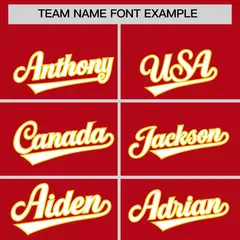 Red Gold Thick Striped Star Pattern Baseball Jersey 3