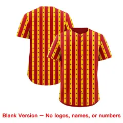 Red Gold Thick Striped Star Pattern Baseball Jersey 7