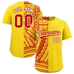 Red Gold Tribal Split Baseball Jersey 1