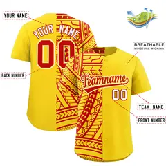 Red Gold Tribal Split Baseball Jersey 2