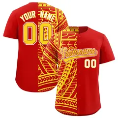 Red Gold Tribal Split Baseball Jersey 1